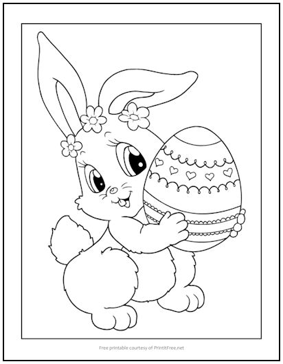 Cute easter bunny coloring page print it free