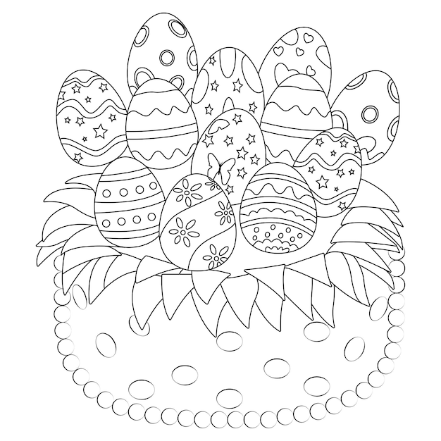 Premium vector happy easter cute coloring pages