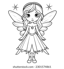 Hakuun cute fairy princess coloring page kids liittyvã kuvituskuva