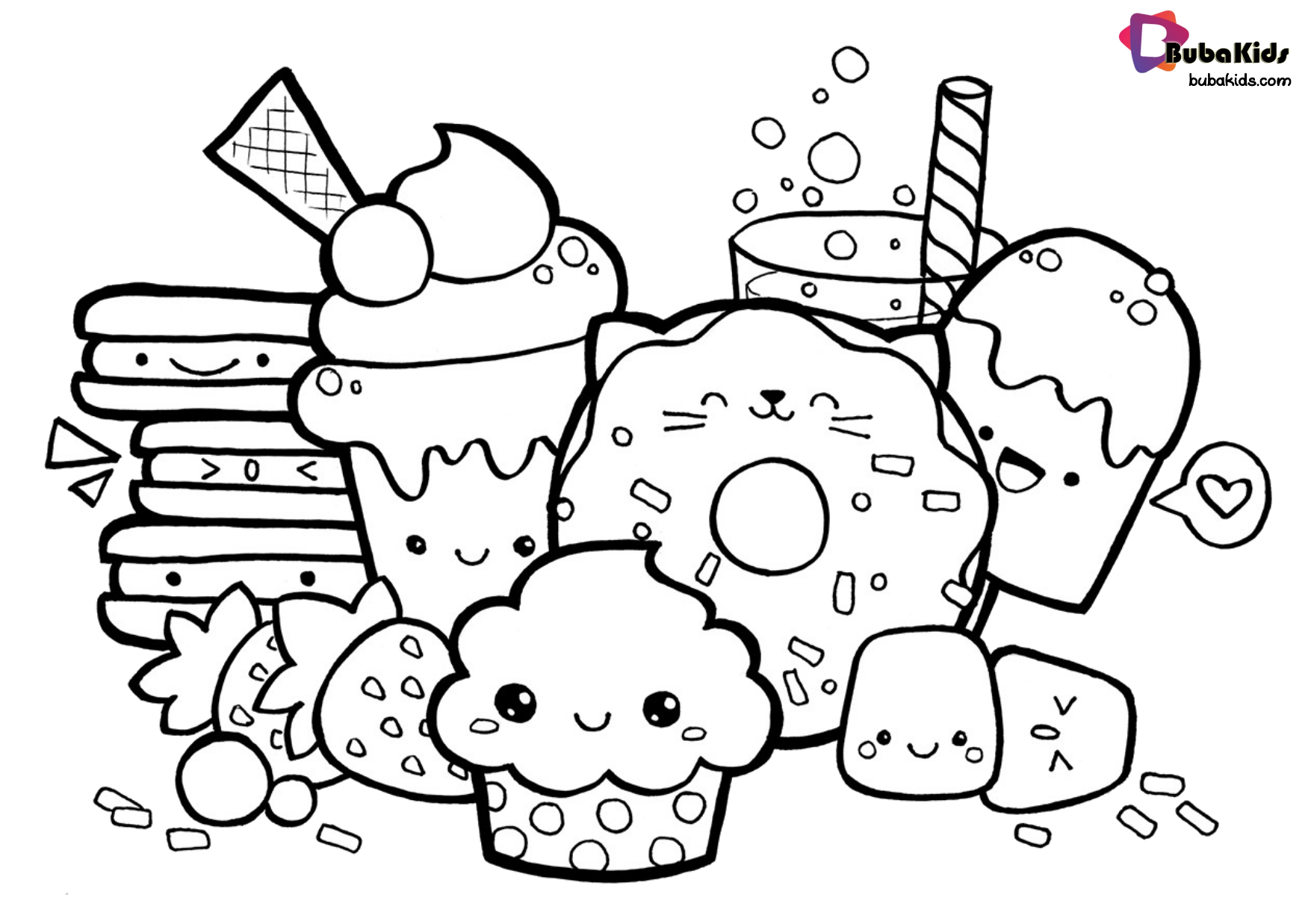 Easy and simple food coloring pages for kids collection of cartoon coloring pages for teenaâ scarabocchi kawaii disegni da colorare con animali disegni kawaii