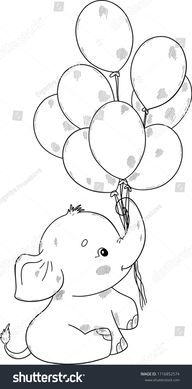 Cute baby elephant coloring book page stock vector royalty free