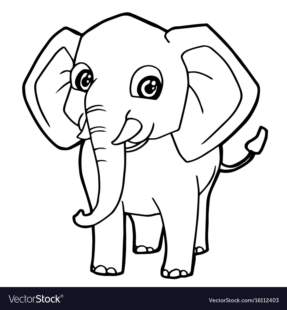 Cartoon cute elephant coloring page royalty free vector