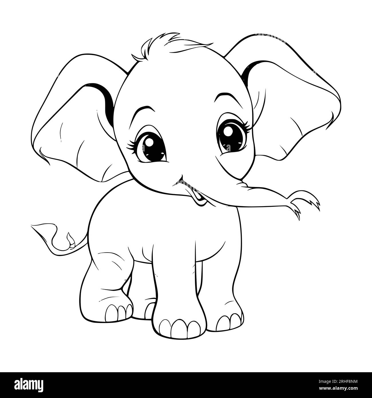 Baby elephant coloring page drawing for kids stock vector image art