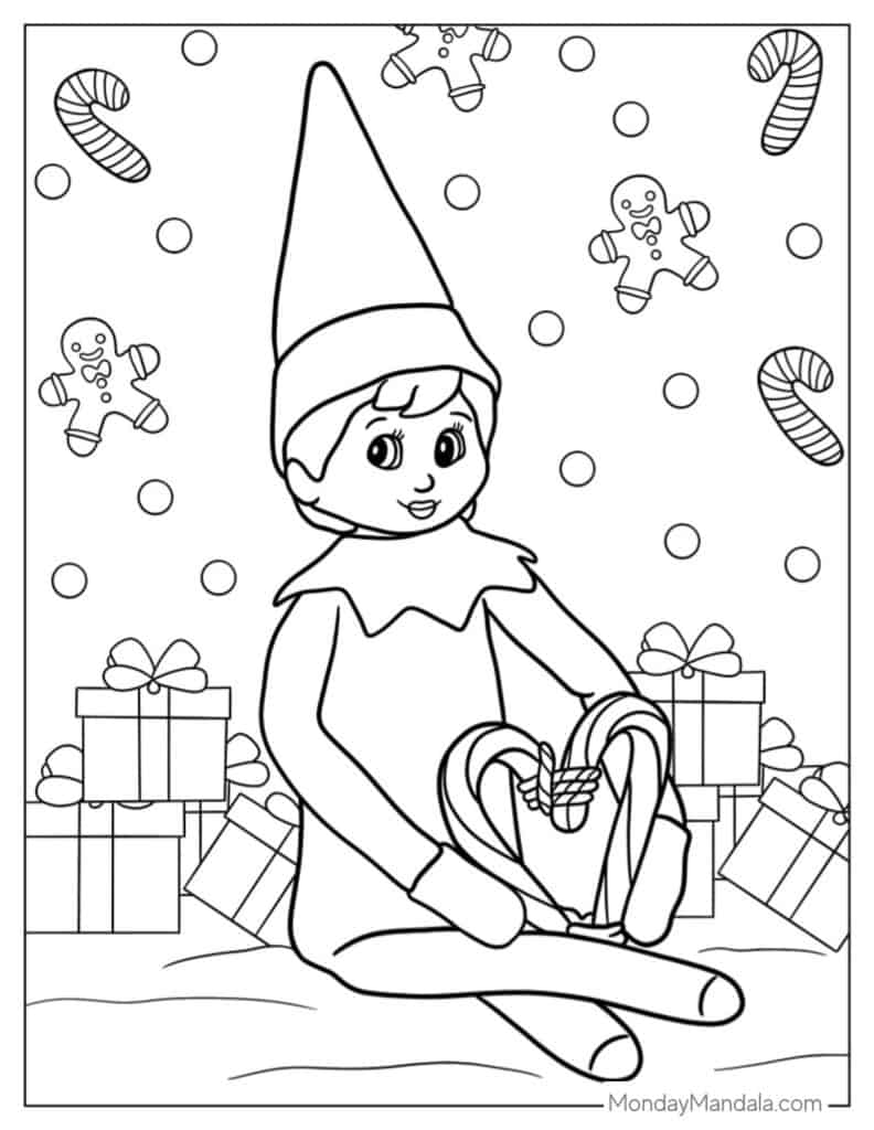 Elf coloring pages free pdf printables