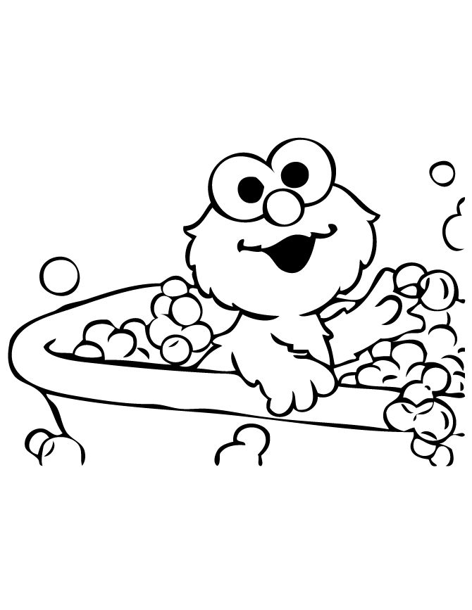 Baby elmo takes bath coloring page elmo coloring pages monster coloring pages cartoon coloring pages