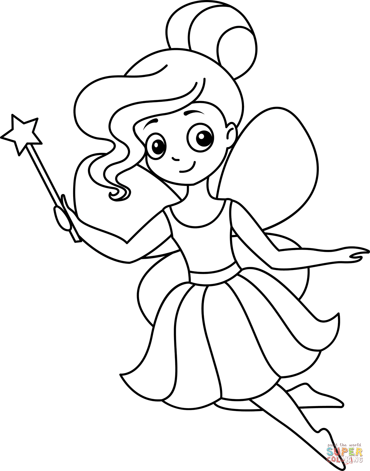 Cute fairy coloring page free printable coloring pages