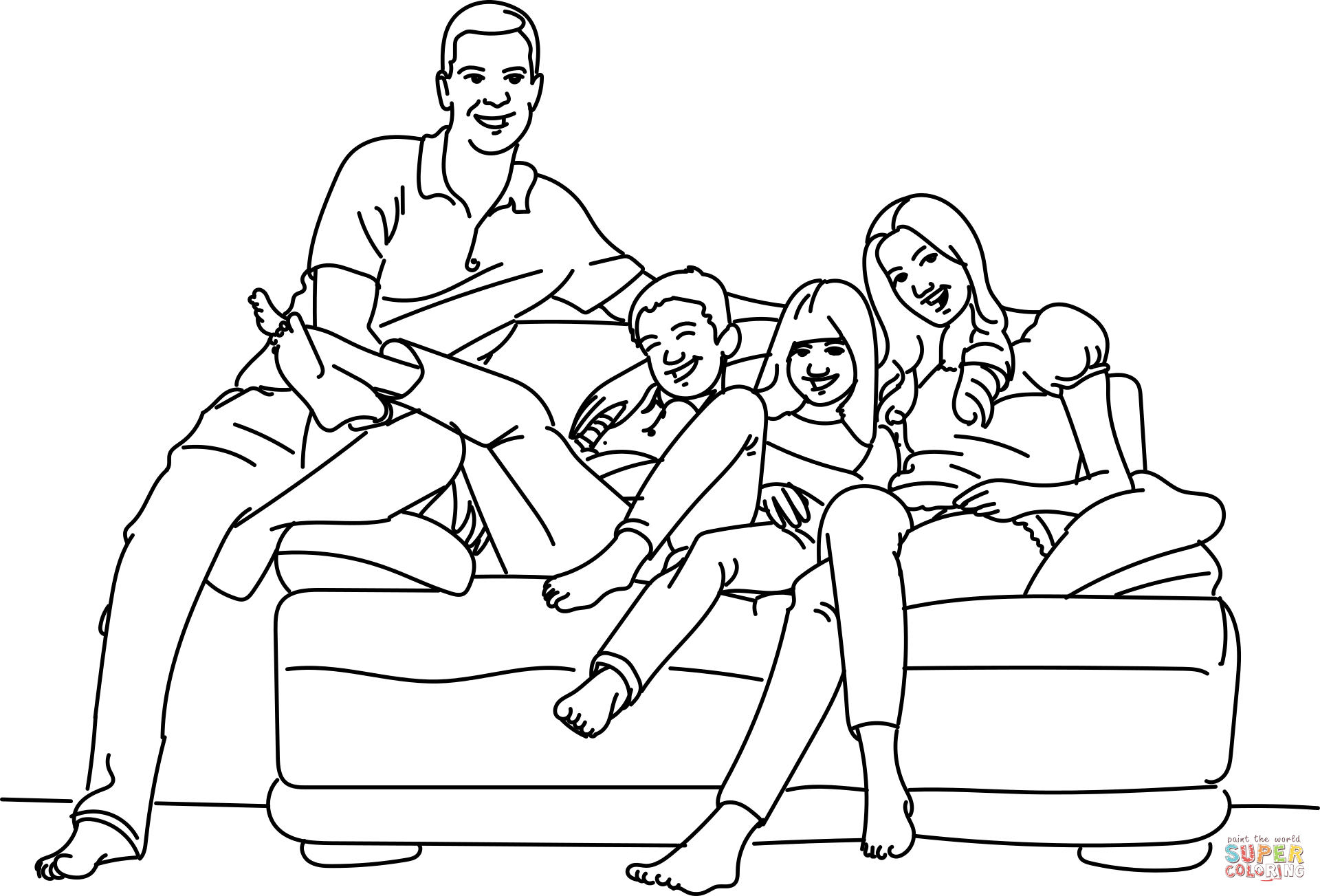 Happy family coloring page free printable coloring pages