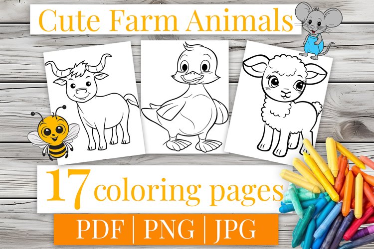 Farm animal coloring pages for kids jpg png pdf