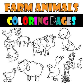 Farm cute animals coloring pages by digital store of activities