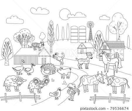 Farm animals coloring book educational