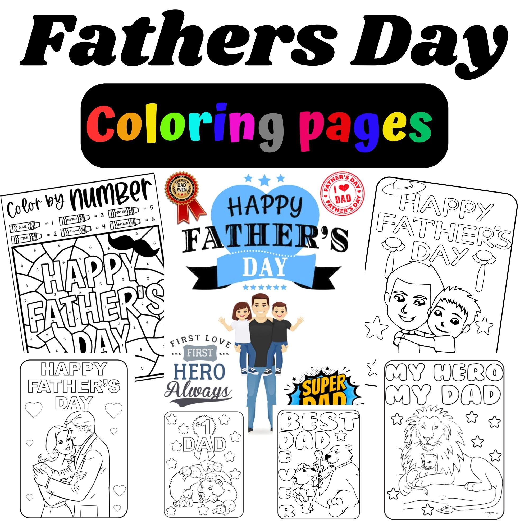 Happy fathers day coloring pages sheets