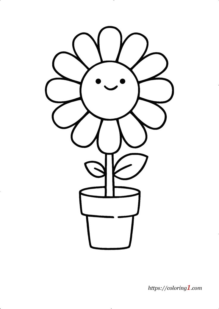 Cute flower coloring pages