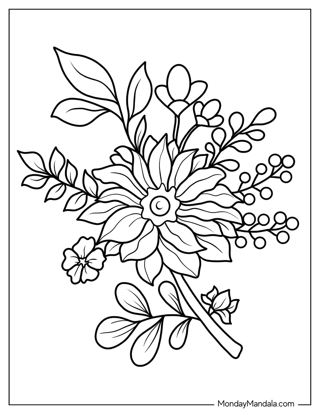 Flower coloring pages free pdf printables