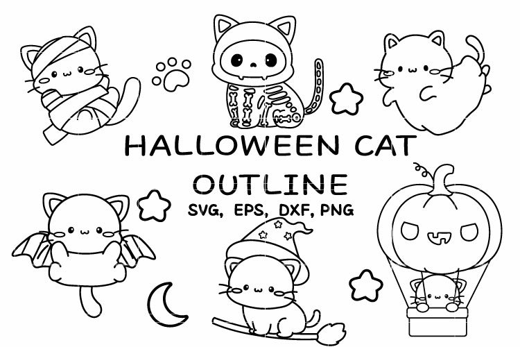 Black cat svg halloween coloring pages
