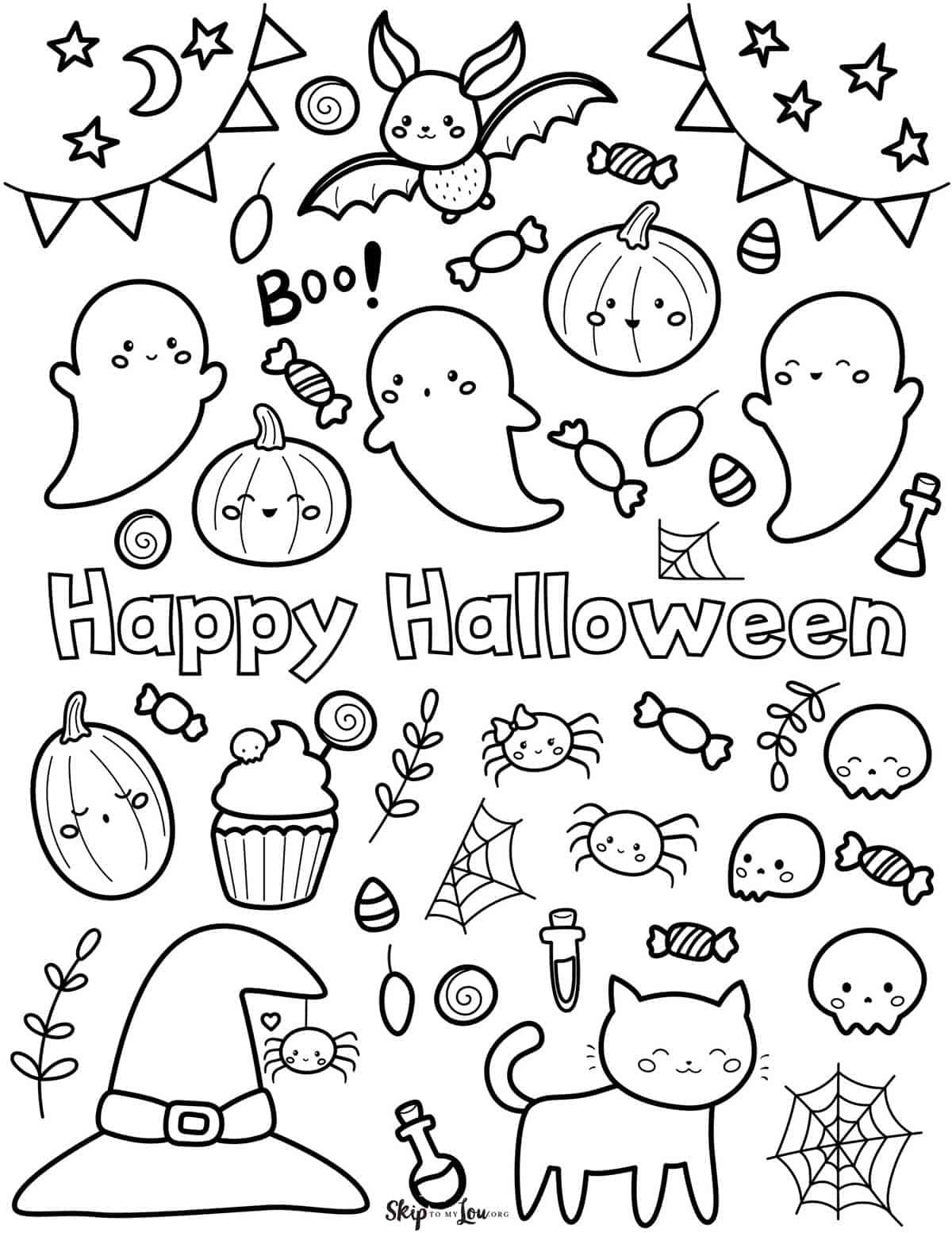 Cute halloween coloring pages to print and color halloween coloring cute halloween drawings halloween coloring pages