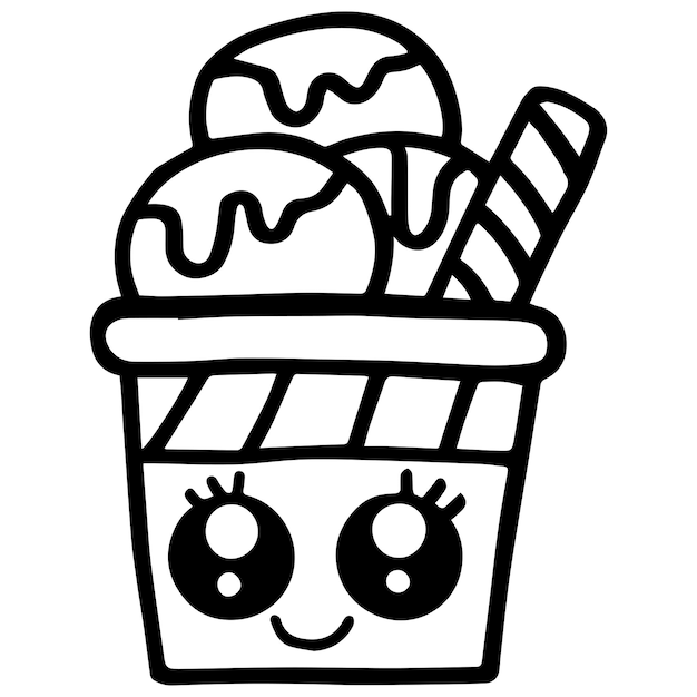 Premium vector kids coloring pages cup ice cream vector illustration eps and image