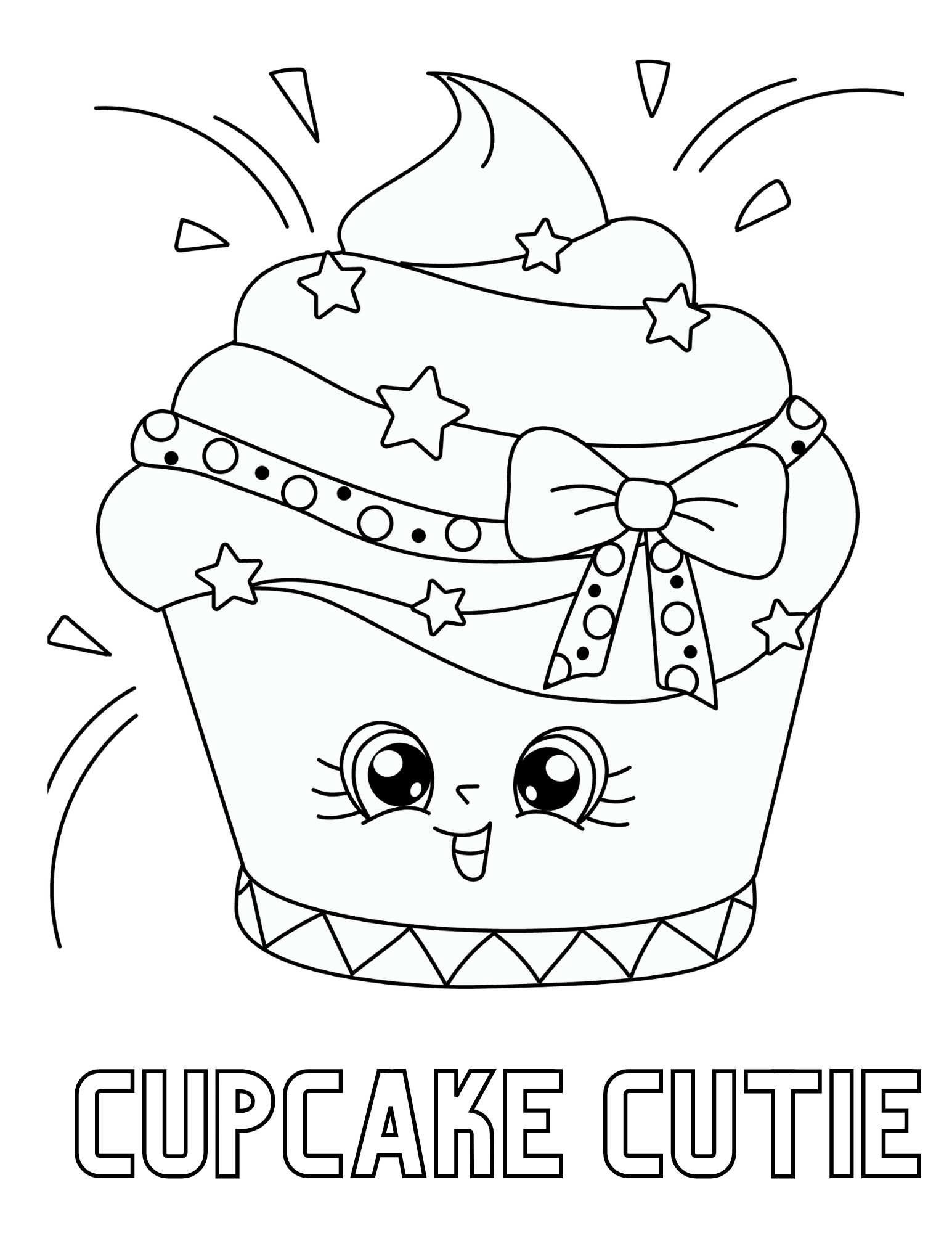 Print these cute cupcake coloring pages for kids and adults