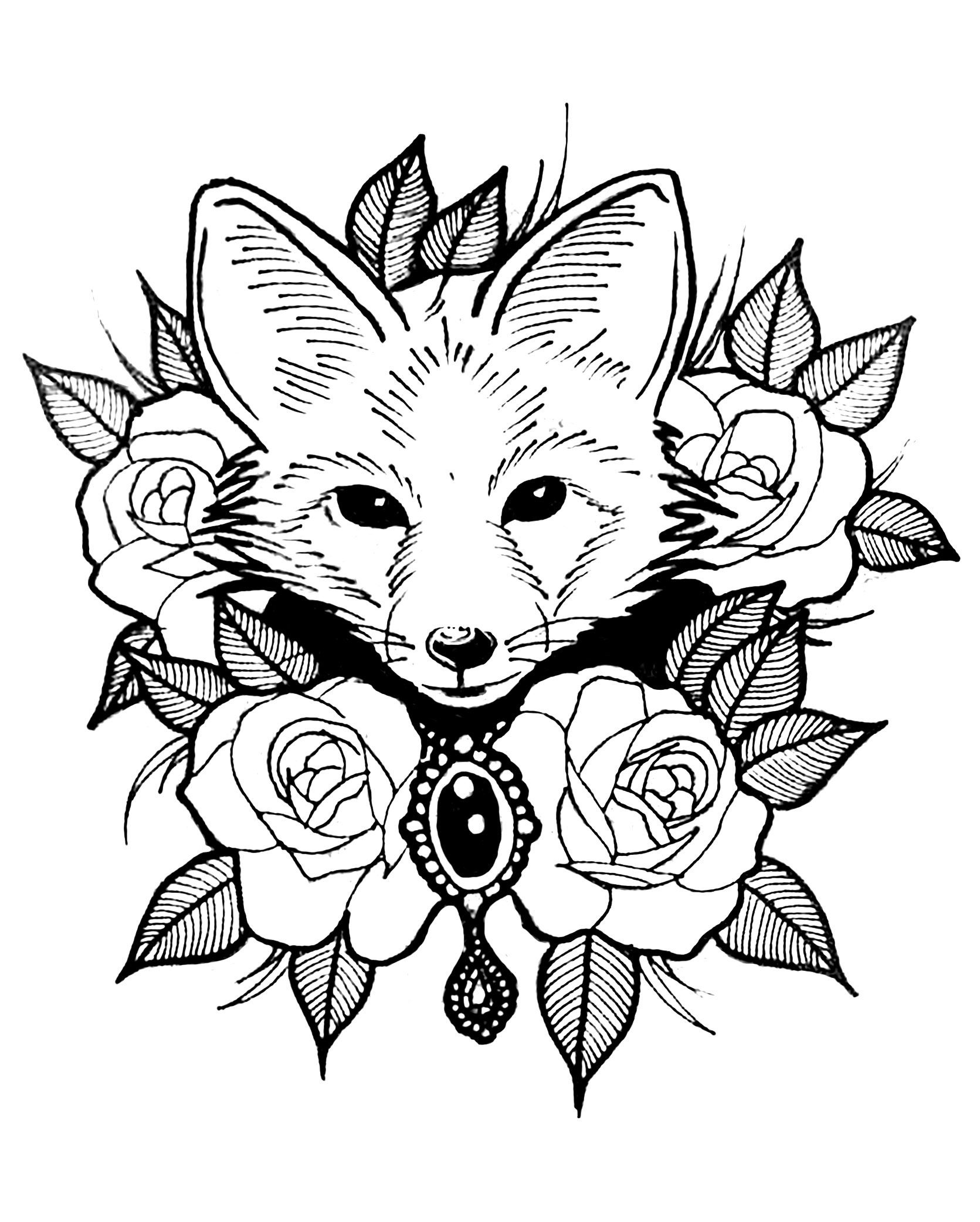 Fox and roses