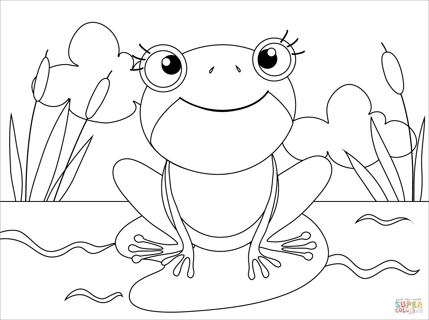 Cute frog coloring page free printable coloring pages