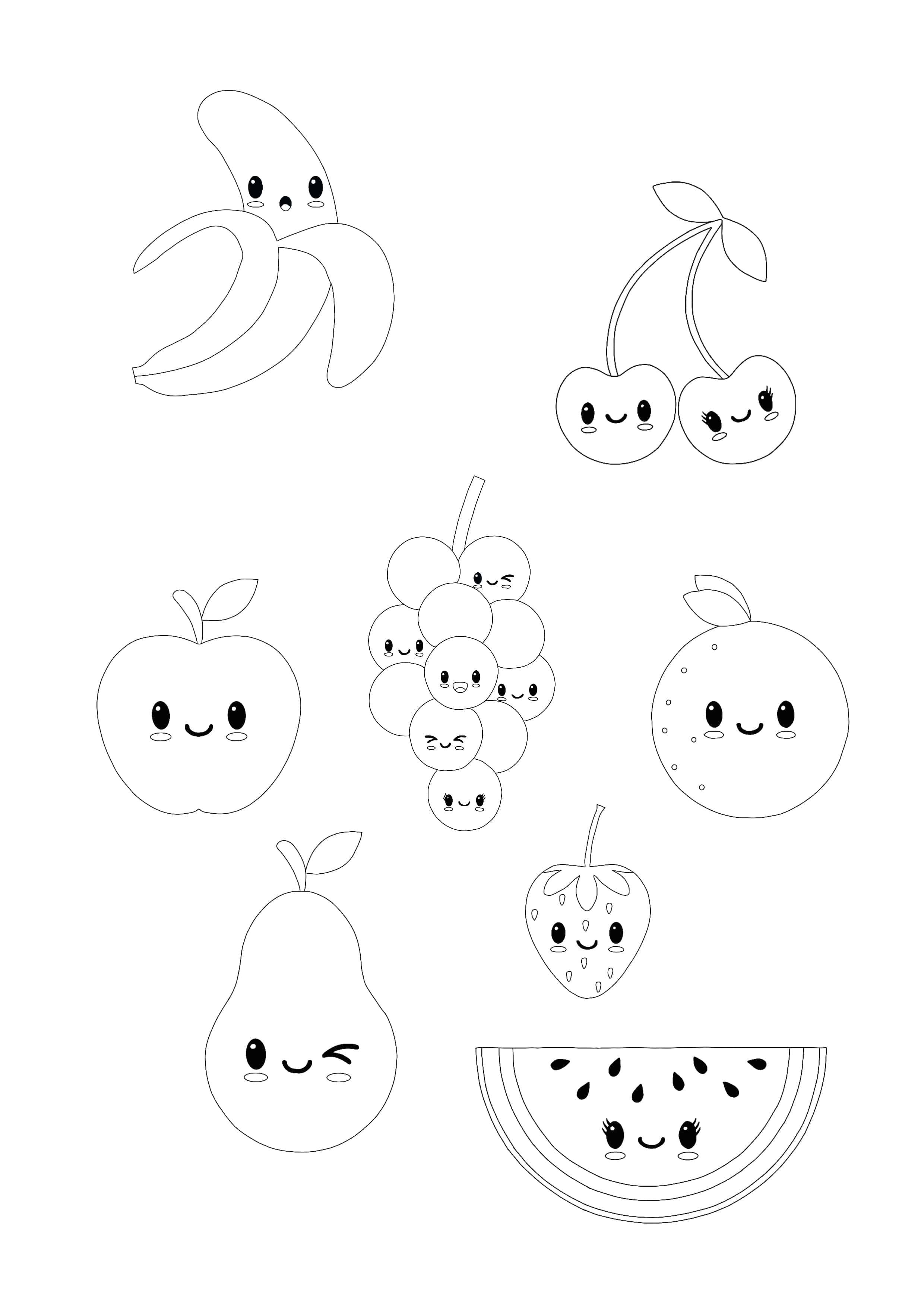 Kawaii fruits coloring page fruit coloring pages kawaii fruit coloring books