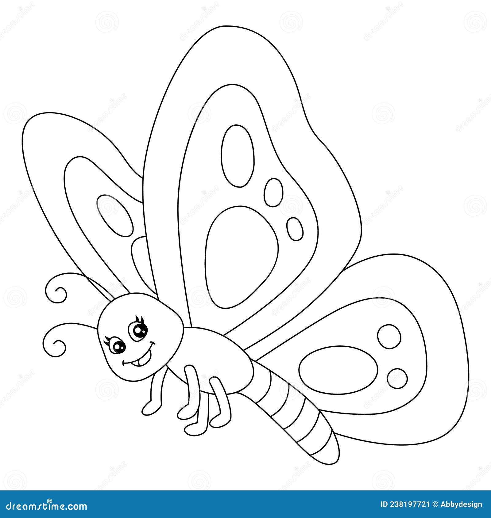 Butterfly coloring page isolated for kids stock vector