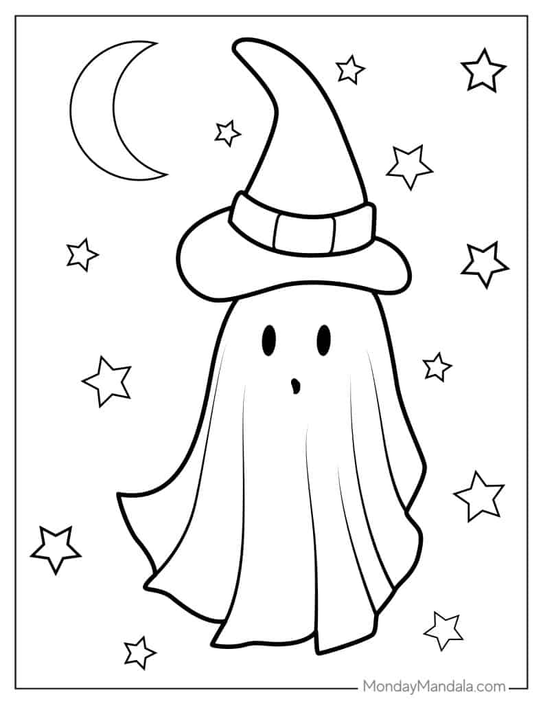 Ghost coloring pages free pdf printables