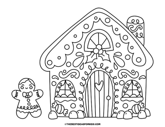 Gingerbread house coloring pages free printables