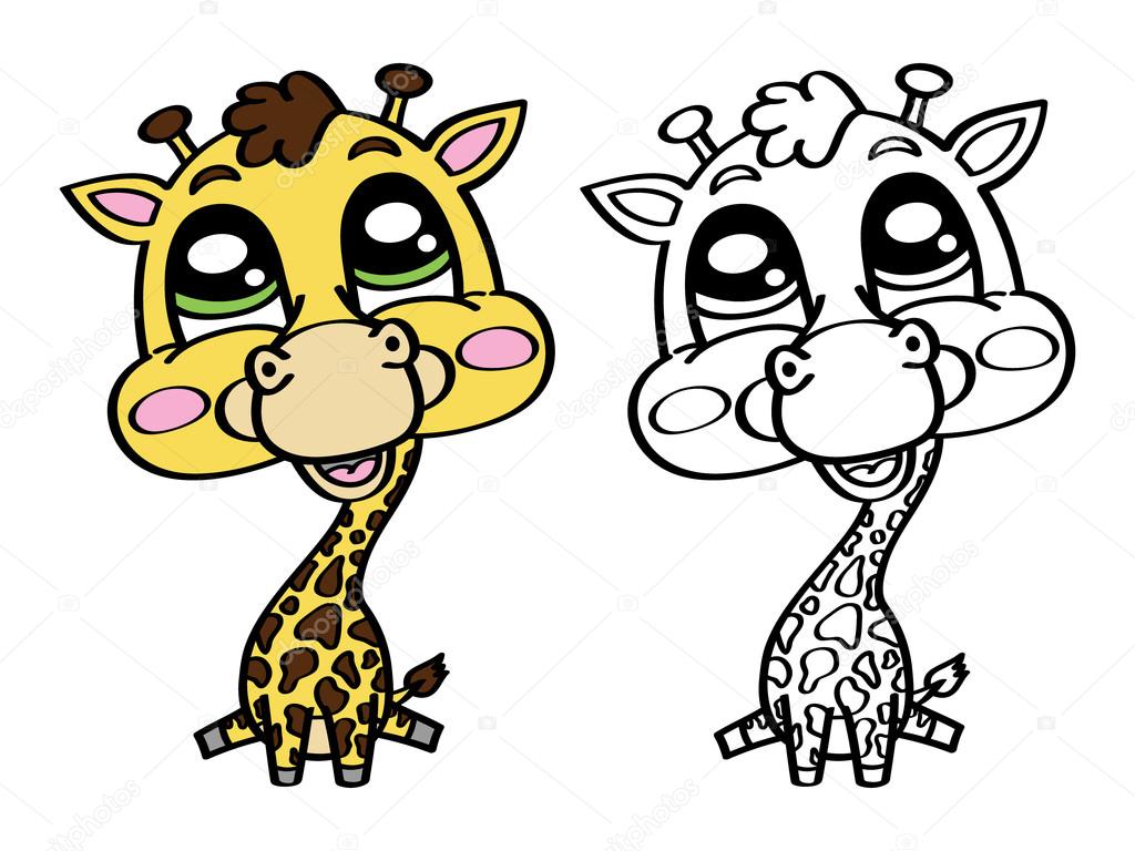 Funny giraffe coloring page stock vector by boyusya