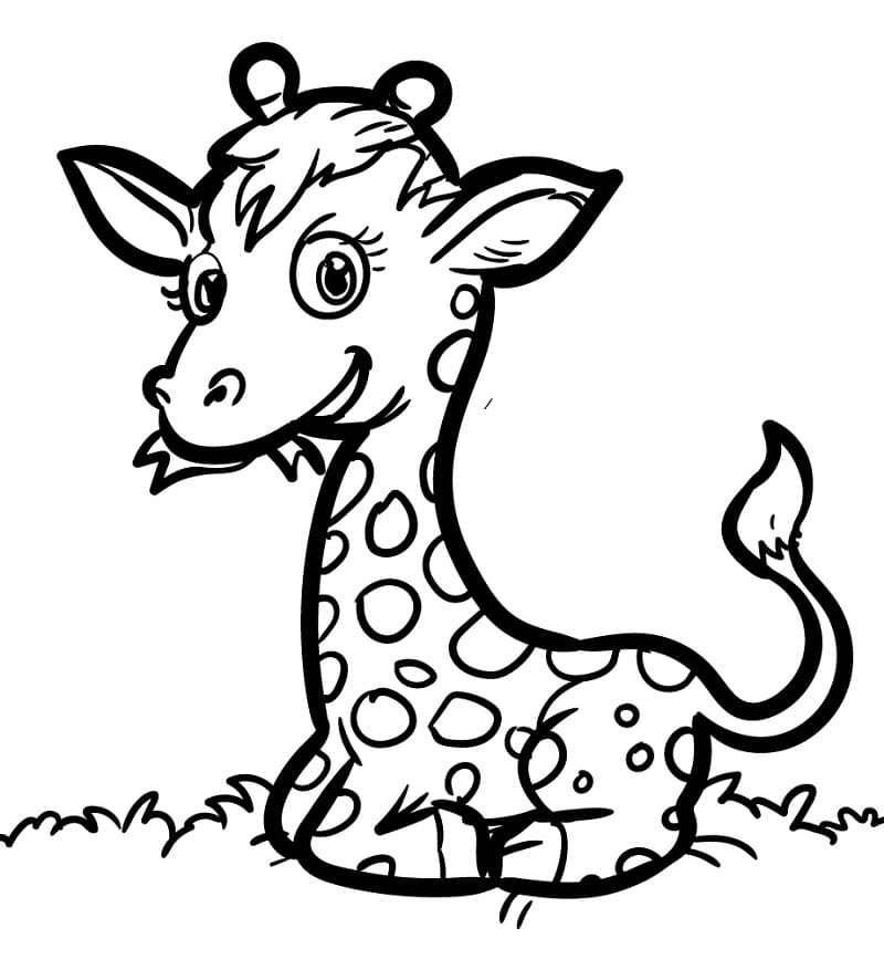 Little giraffe coloring page