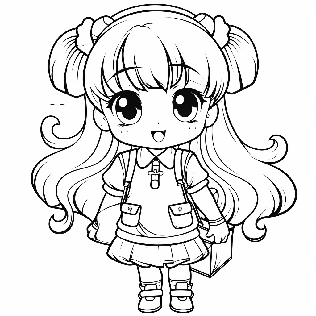 Cute anime girl coloring pages