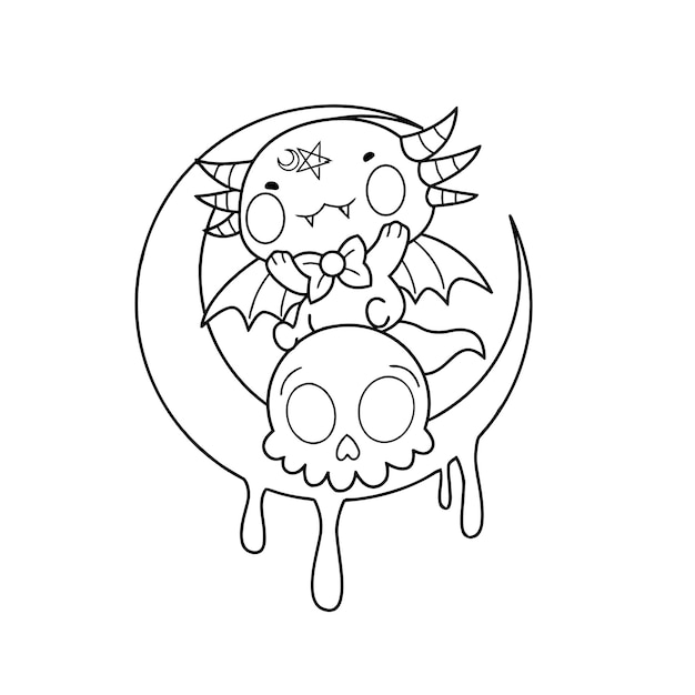 Premium vector pastel goth coloring page creepy kawaii pages