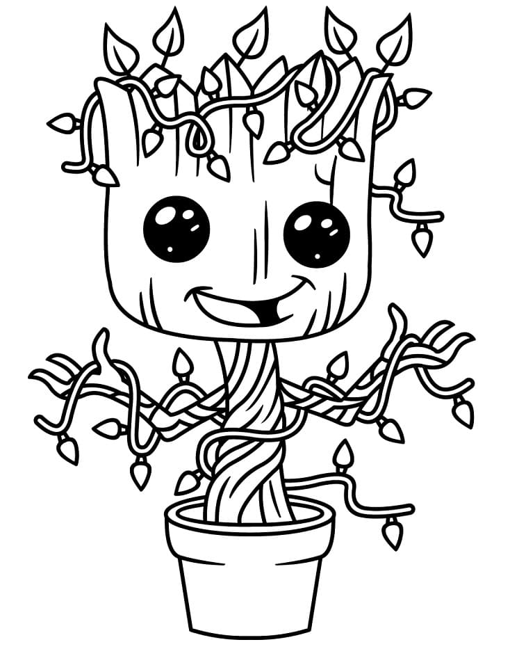 Cute groot coloring page