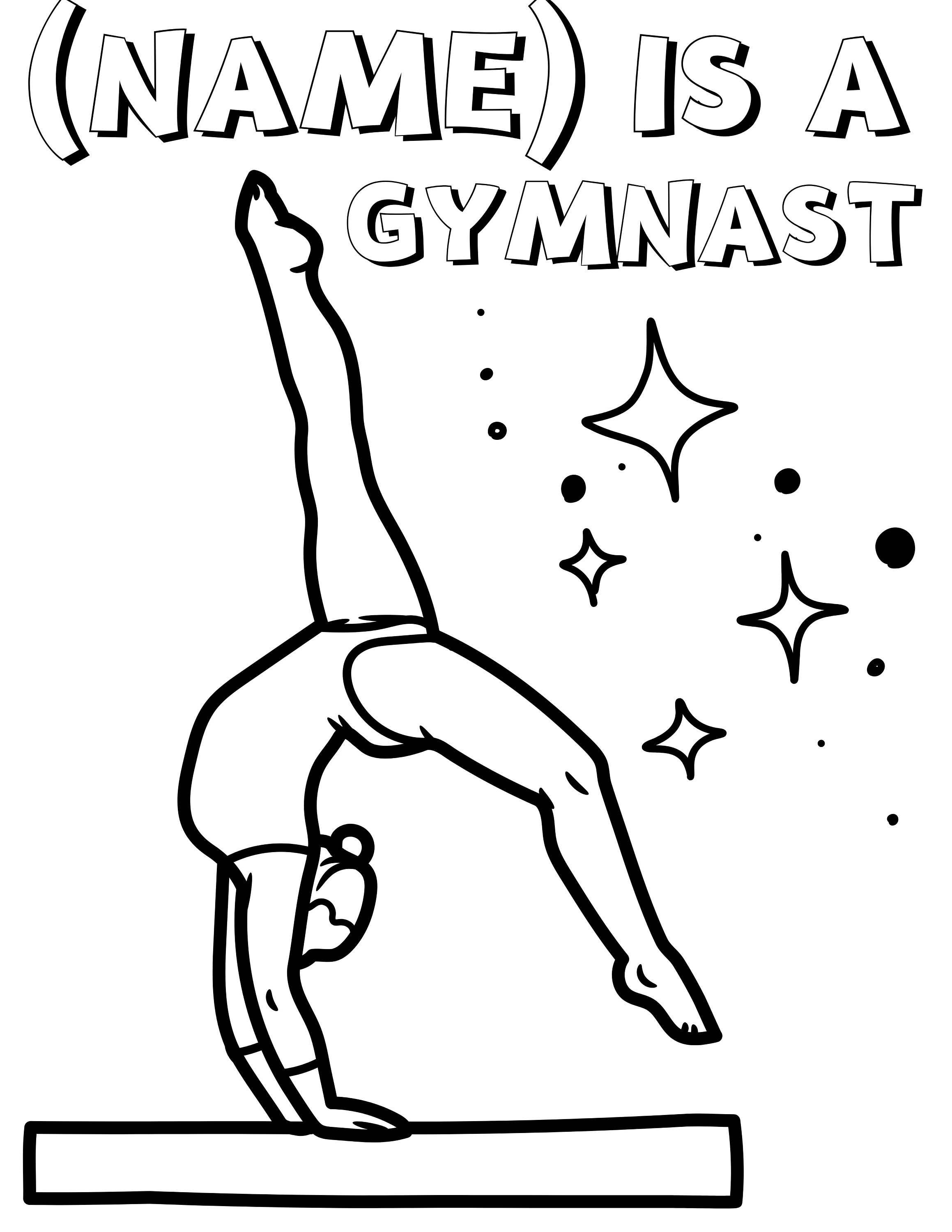 Gymnastics coloring sheet personalized coloring sheet coloring sheets coloring pages personalized coloring page