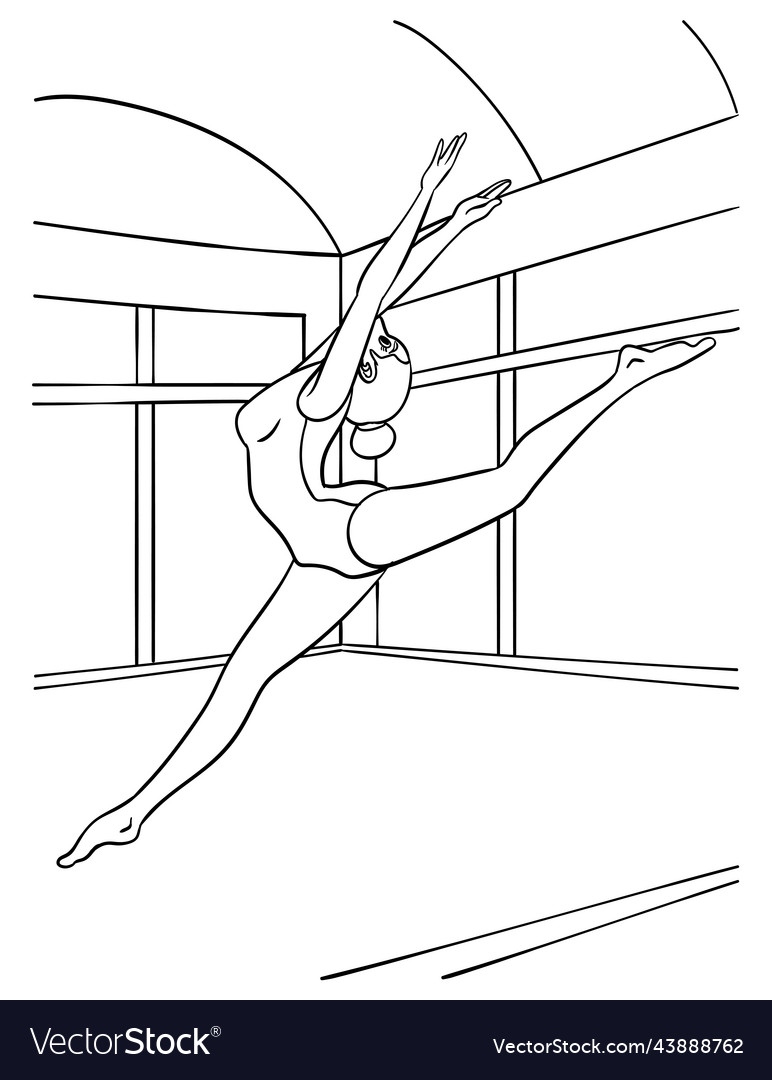 Gymnastics coloring page for kids royalty free vector image