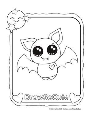 Coloring pages bat coloring pages cute coloring pages cute halloween drawings