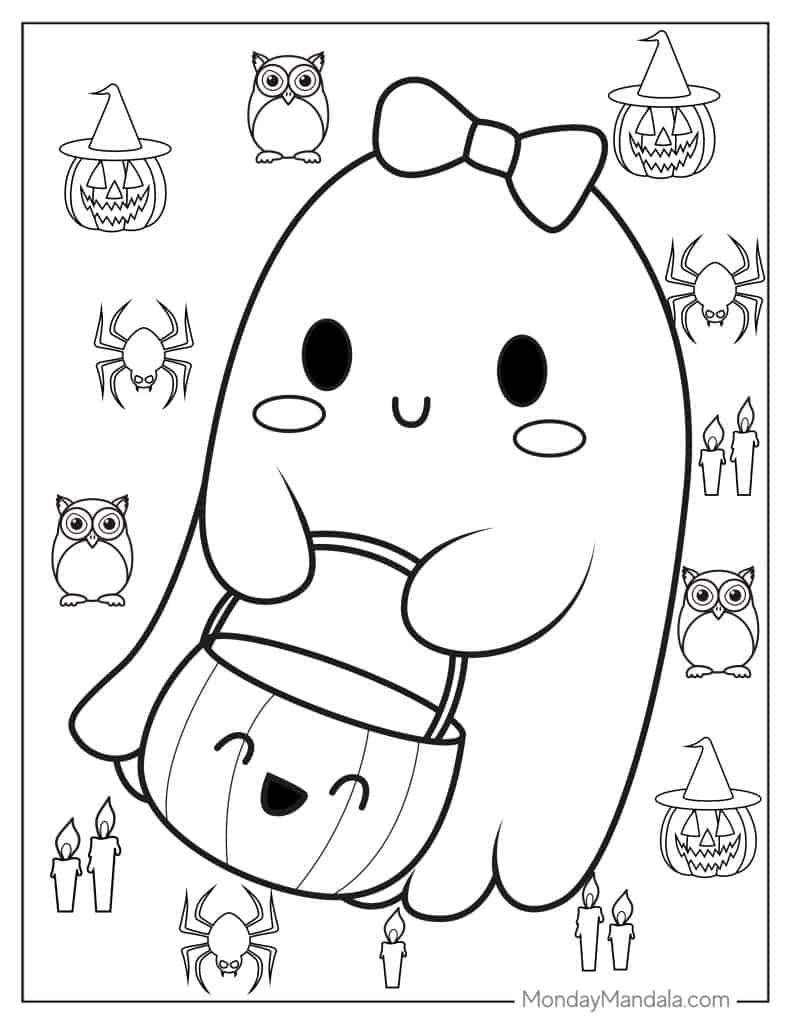 Ghost coloring pages free pdf printables