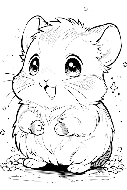 Premium vector cute hamster for kids coloring page line art clean and simple