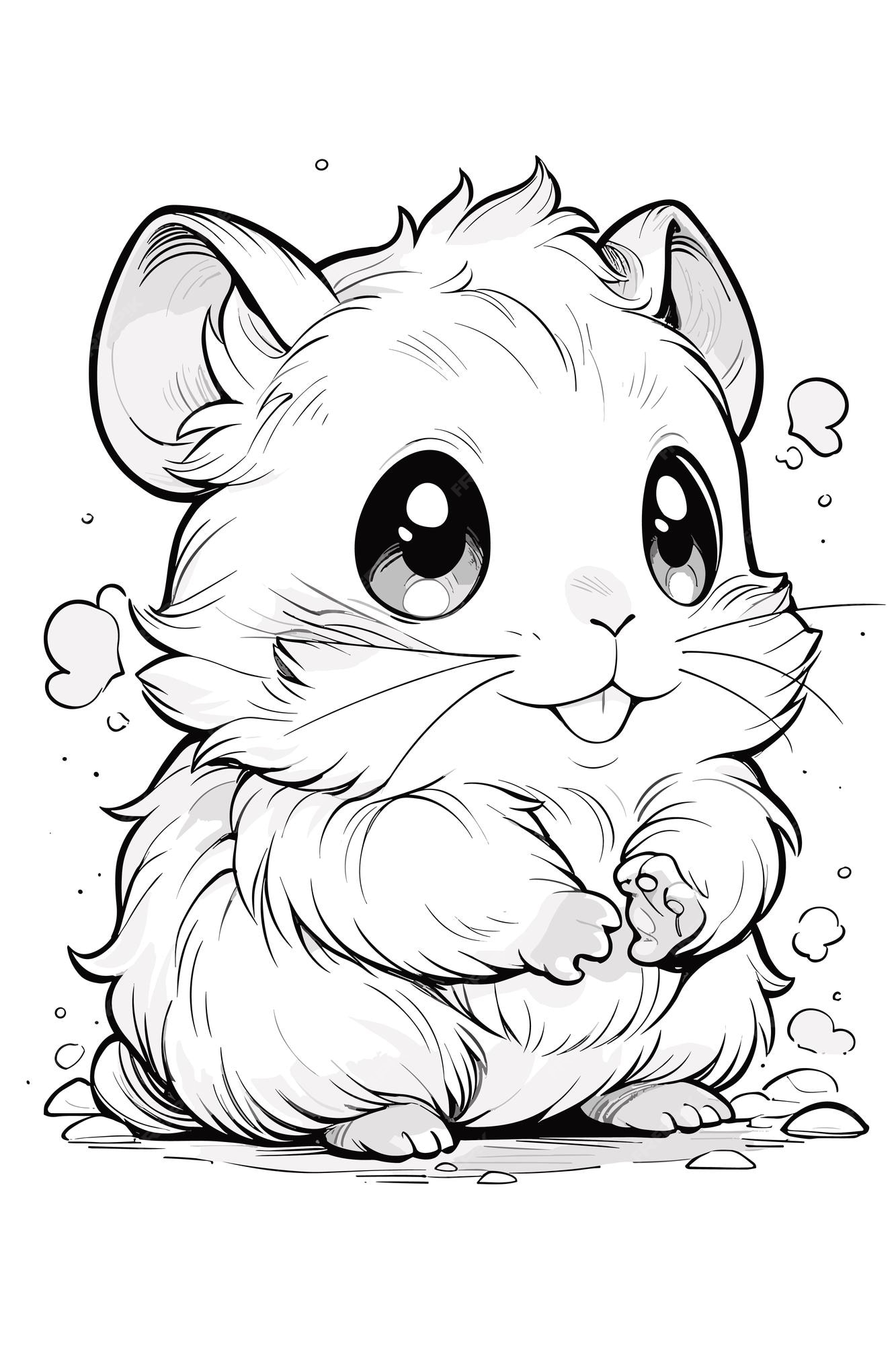 Premium vector cute hamster for kids coloring page line art clean and simple aigenerated