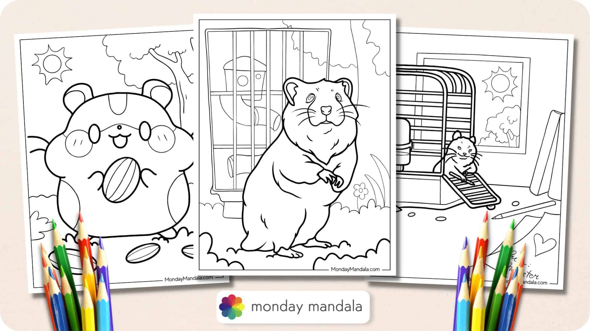 Hamster coloring pages free pdf printables