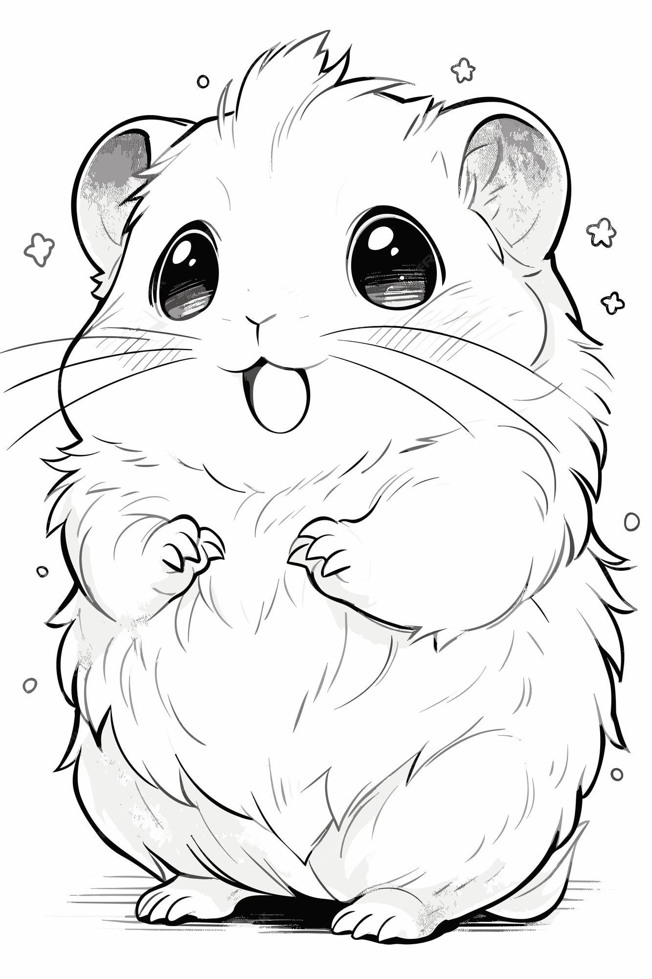 Premium vector kids coloring page with cute hamster in clean line art