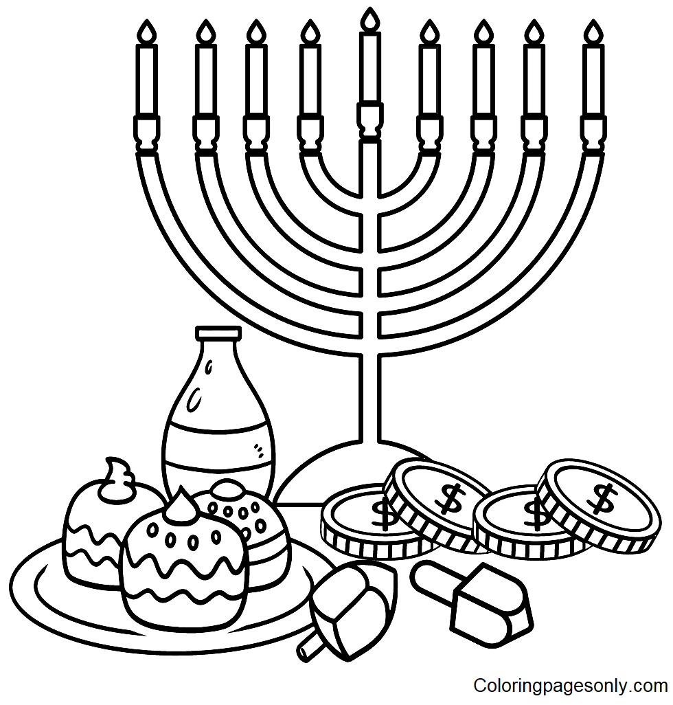 Hanukkah coloring pages printable for free download