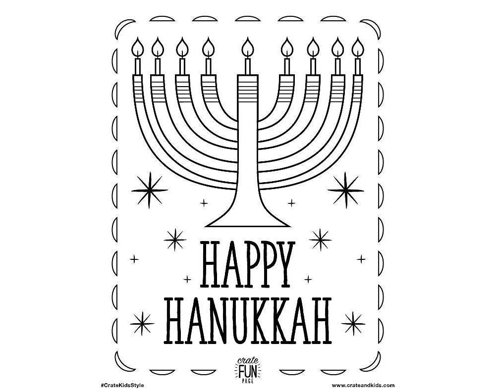 Kids hanukkah free printable coloring page crate kids