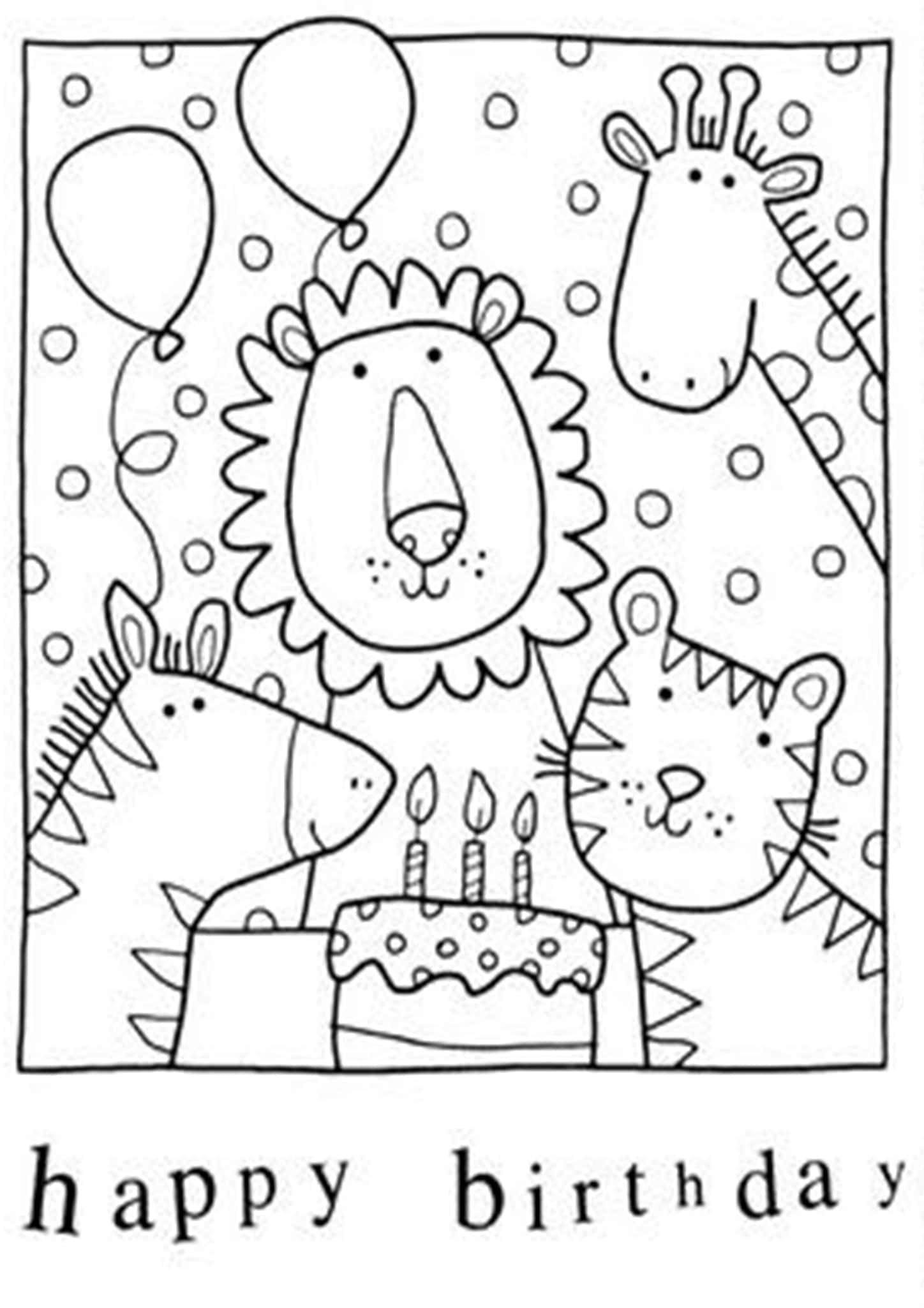 Free easy to print happy birthday coloring pages