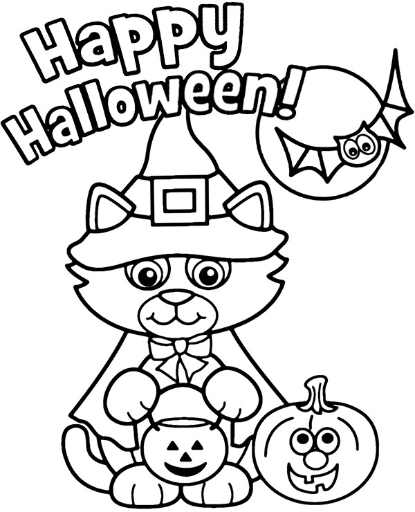 Printable happy halloween coloring page