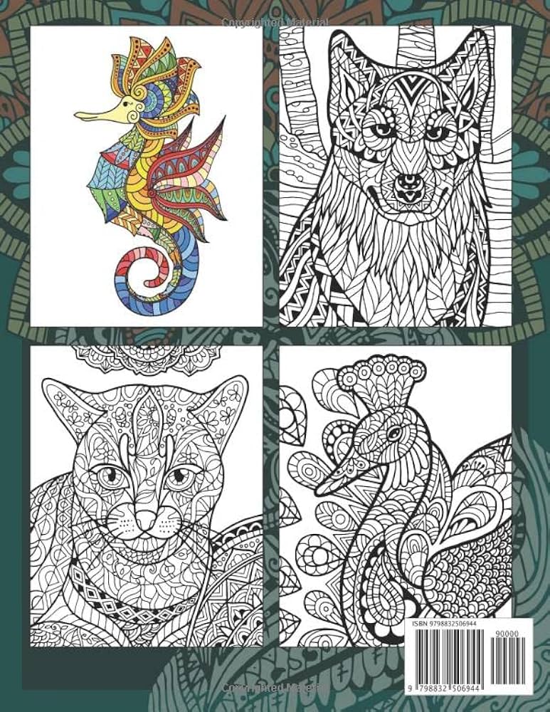 Amazing mandala animals coloring book anti stress hard detailed wild animal coloring pages for men and women cute zoo animal coloring pages for adults relaxation and stress relief edwin lopez