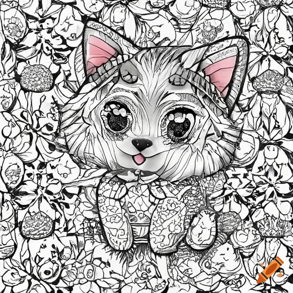 A cute black and white pattern for pet coloring enthusiasts on