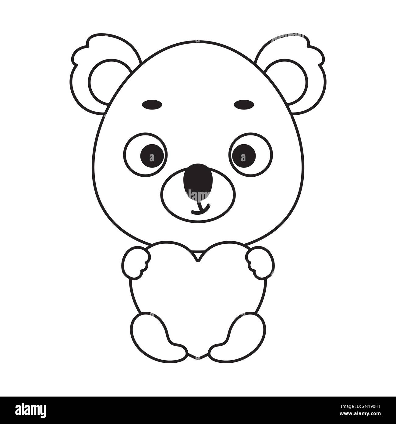 Coloring page cute little koala holds heart coloring book for kids educational activity for preschool years kids and toddlers with cute animal vect stock vector image art