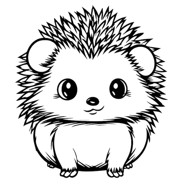 Premium vector cute hedgehog coloring pages