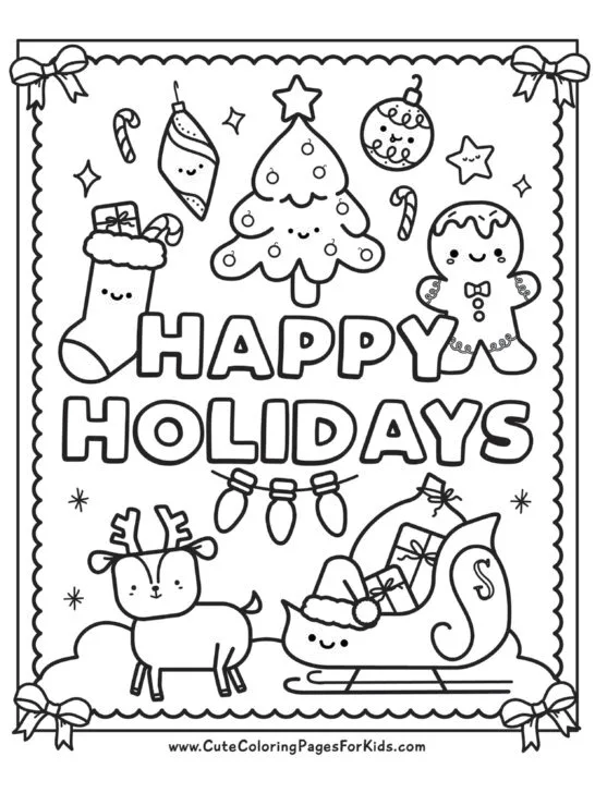 Christmas coloring pages cute free printable downloads