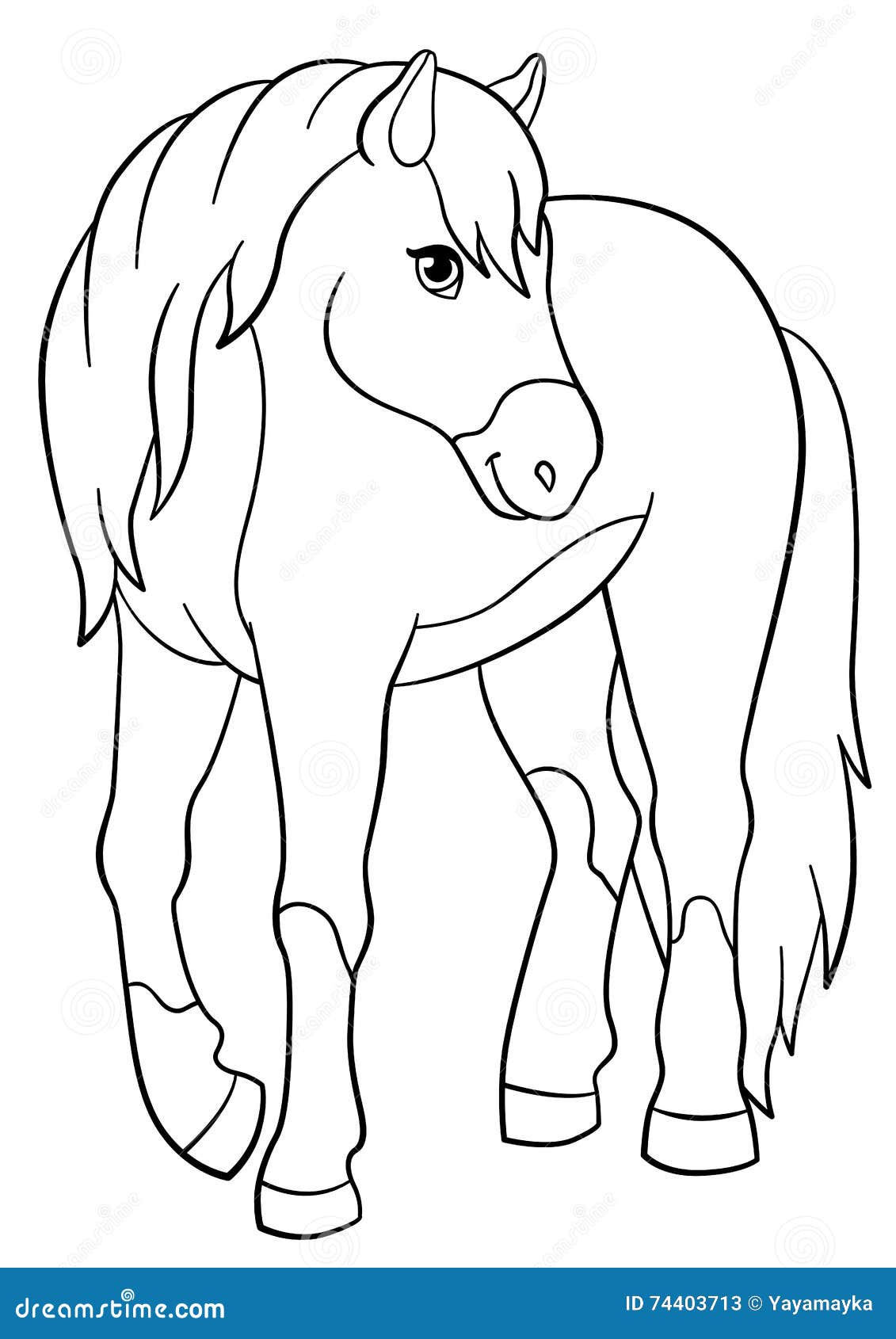 Coloring pages farm animals cute horse stock vector